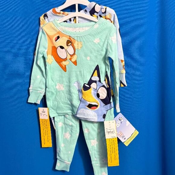 NWT BLUEY 2 PAIRS OF PAJAMAS / JAMMIES ~ SIZE 18 MONTHS ~ 4 COMFY & COZY PIECES - Picture 1 of 16